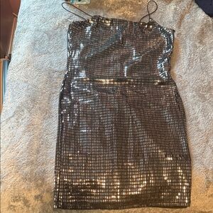 Almost Famous Black and Silver Mini Dress